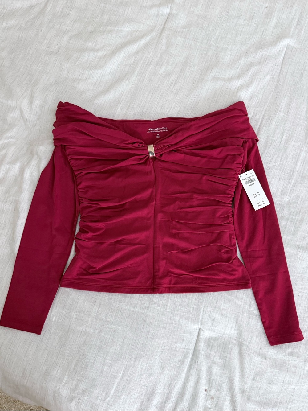 NWT A&F Red Off Shoulder Hardware Top Medium
